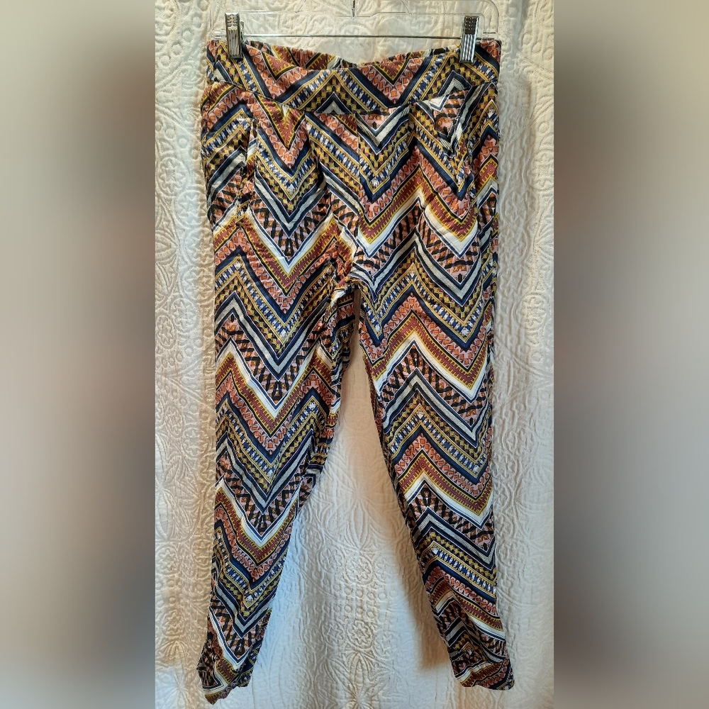 Stradivarius Pants Small Multicolor Chevon Pattern Lightweight Boho Hippie